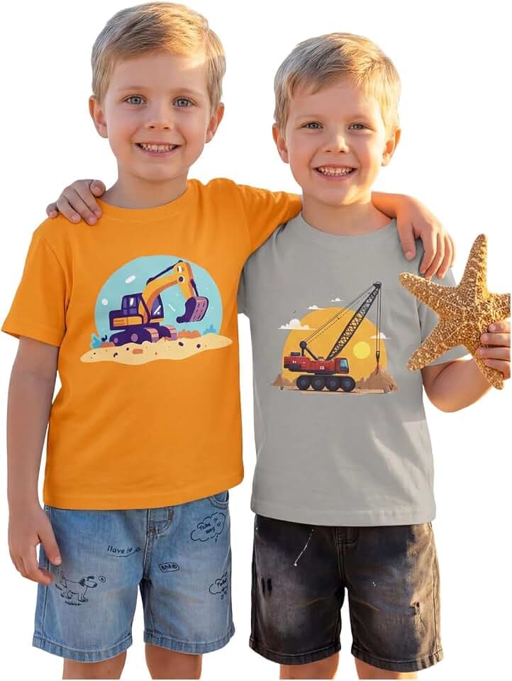Boys T Shirts Pure Combed Cotton Long Sleeve Graphic 2-Pack Tee Size 2-16Y
