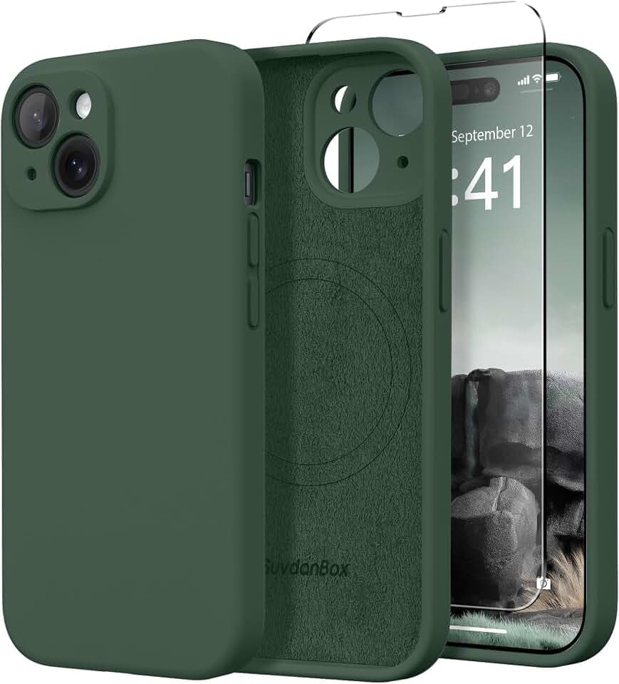 Magnetic for iPhone 15 Case Silicone Alpine Green