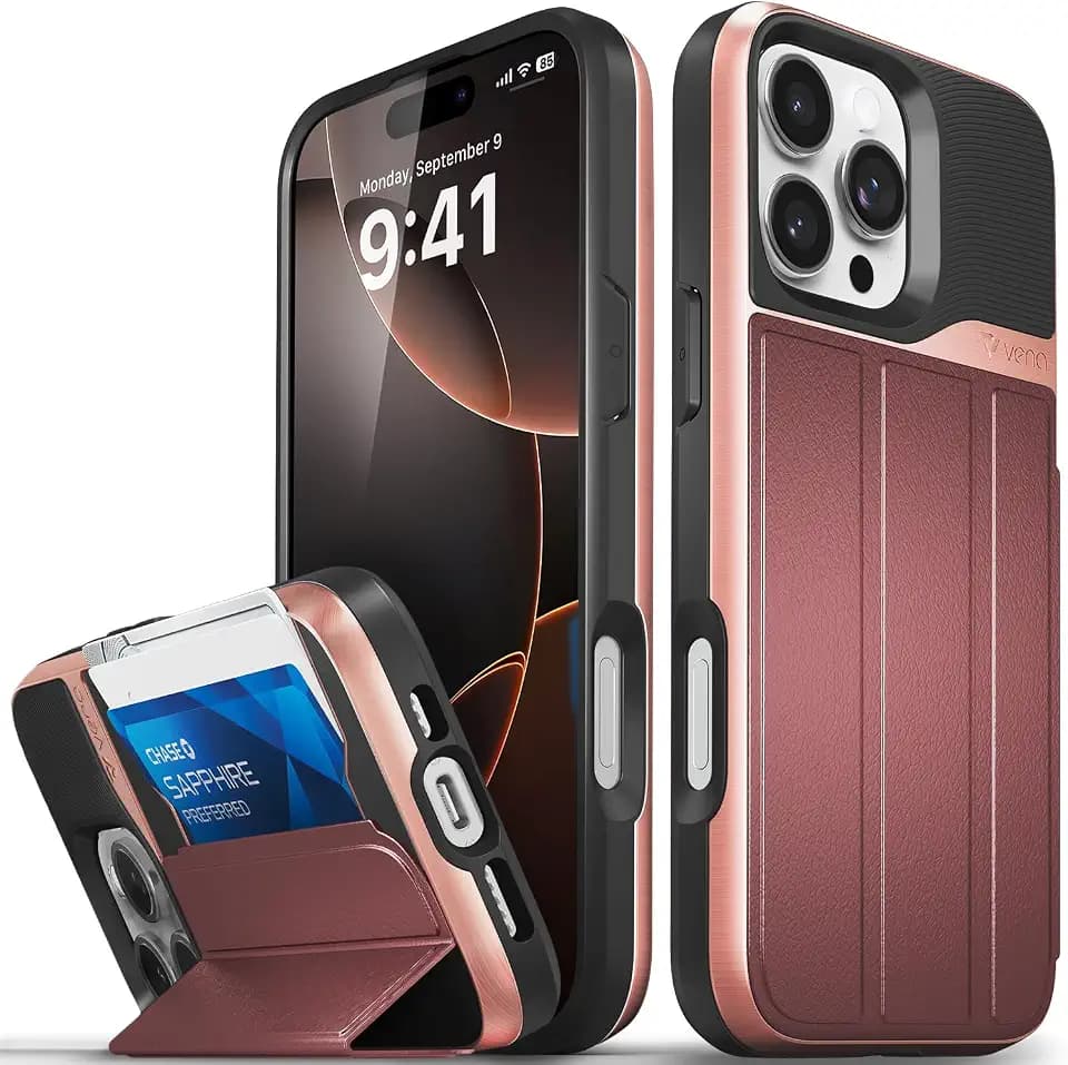 VENA vCommute for iPhone 16 Pro Max Wallet Case, Red