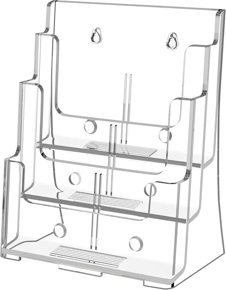 FUCDTEFC Acrylic Brochure Holder 8.5x11, Clear 3 Tier Magazine Holder Brochure Display Stand with Removable Divider for 4 x9 Inch Literature Pamphlet Flyer Holder for Wall Mount or Countertop