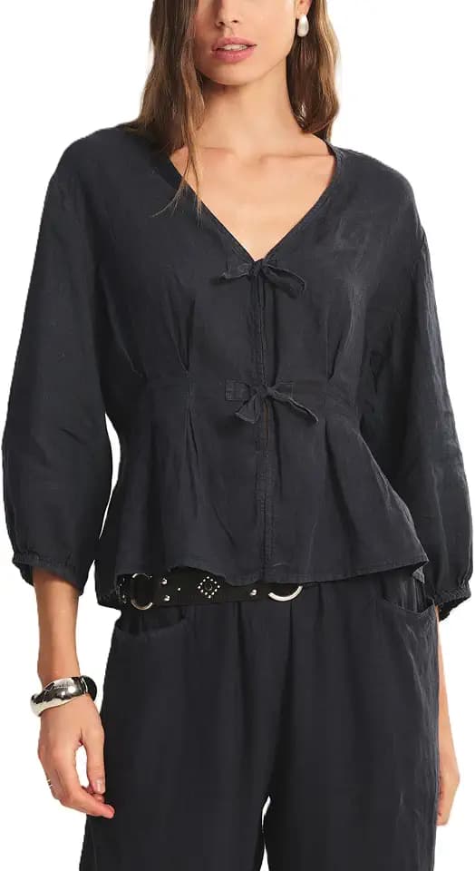 Velvet by Graham & Spencer Women's Martha Woven Linen Top
