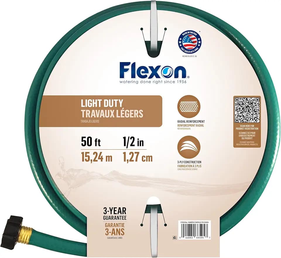 Flexon 1/2-Inch by 50-Foot Reinforced Garden Hose FR1250,Green