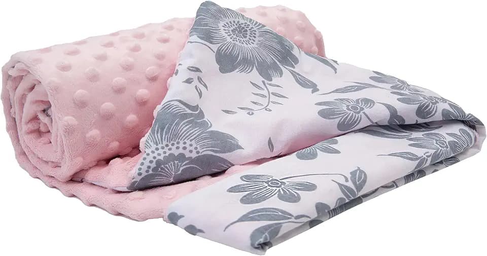 Medi Partners Babydecke Baby Decke Neugeborenen - Kuscheldecke Geschenk Babydecken 75x100cm für Kleinkinder Mädchen Krabbeldecke Kinderbett Kinderwagen 100% Baumwolle (Berry mit rosa Minky)