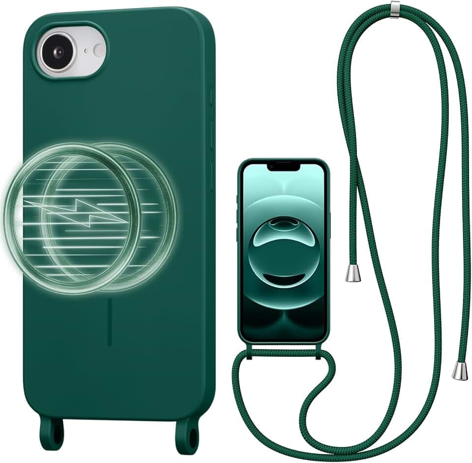 Crossbody Case for iPhone 16E/iPhone 17E 6.1",Midnight Green