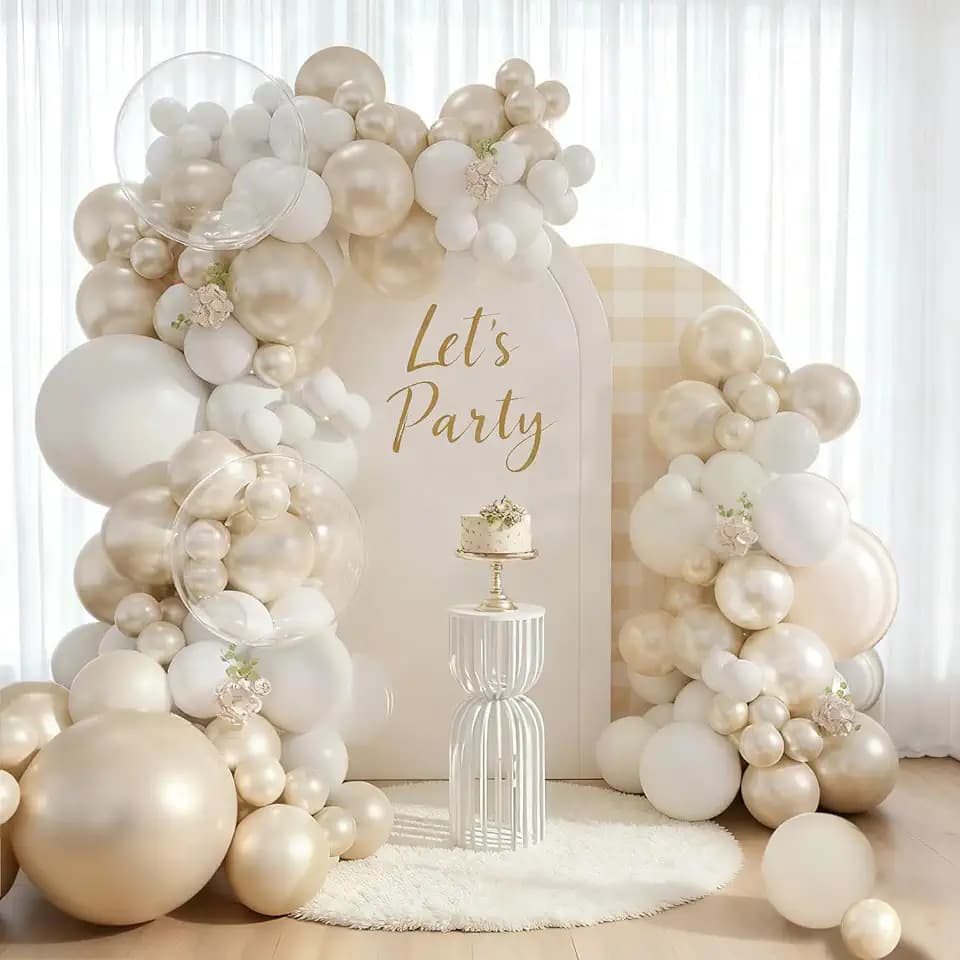Luftballon Girlande Perlen Weißer, 162 Stück Ballon Bogen Beige Transparent