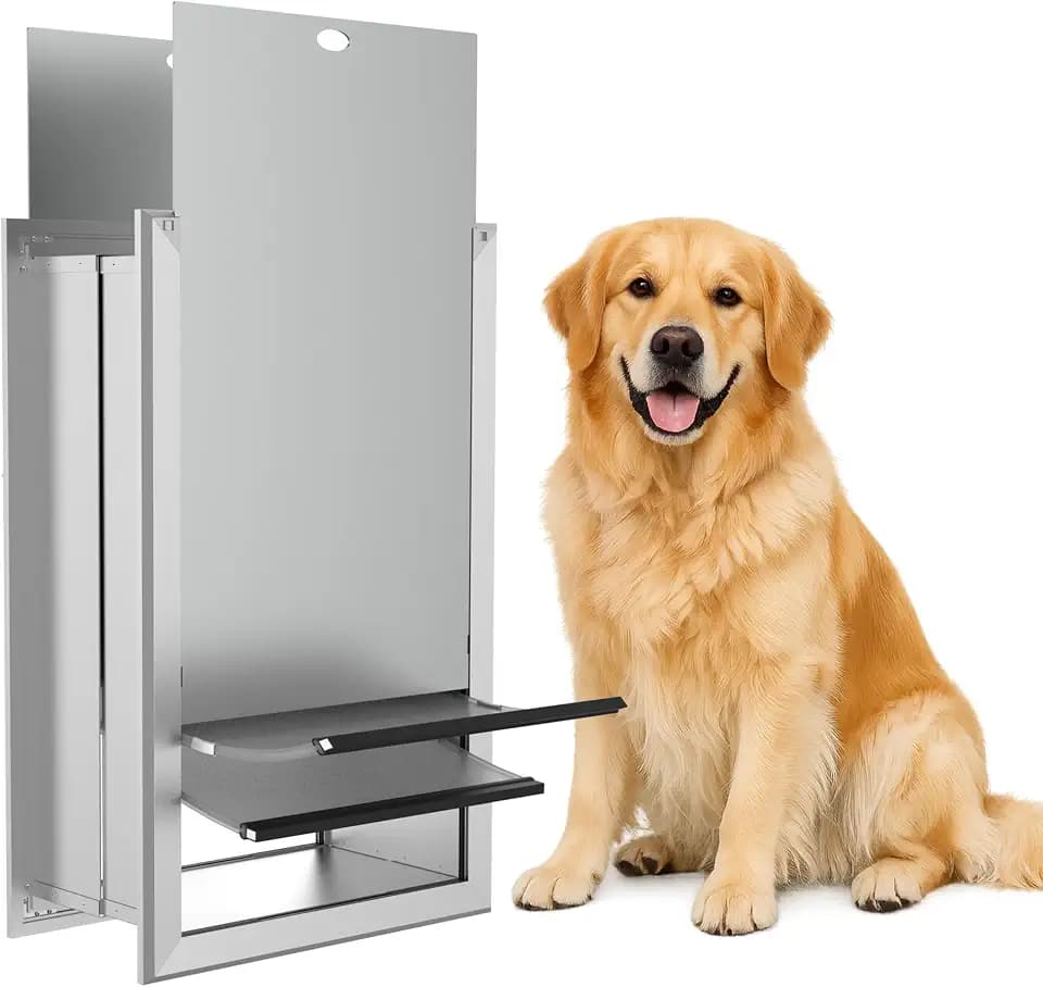 TIMOSS XL Aluminum Dog Door for Wall, Fits 3.9" - 8" Thick Walls & Doors