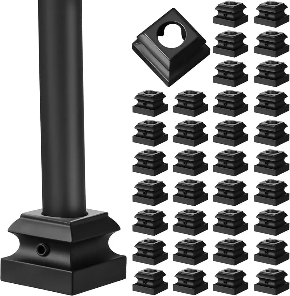 Dunzy 32 Pcs Pcs Iron Baluster Shoes with Screws, 5/8 Inch Round Baluster