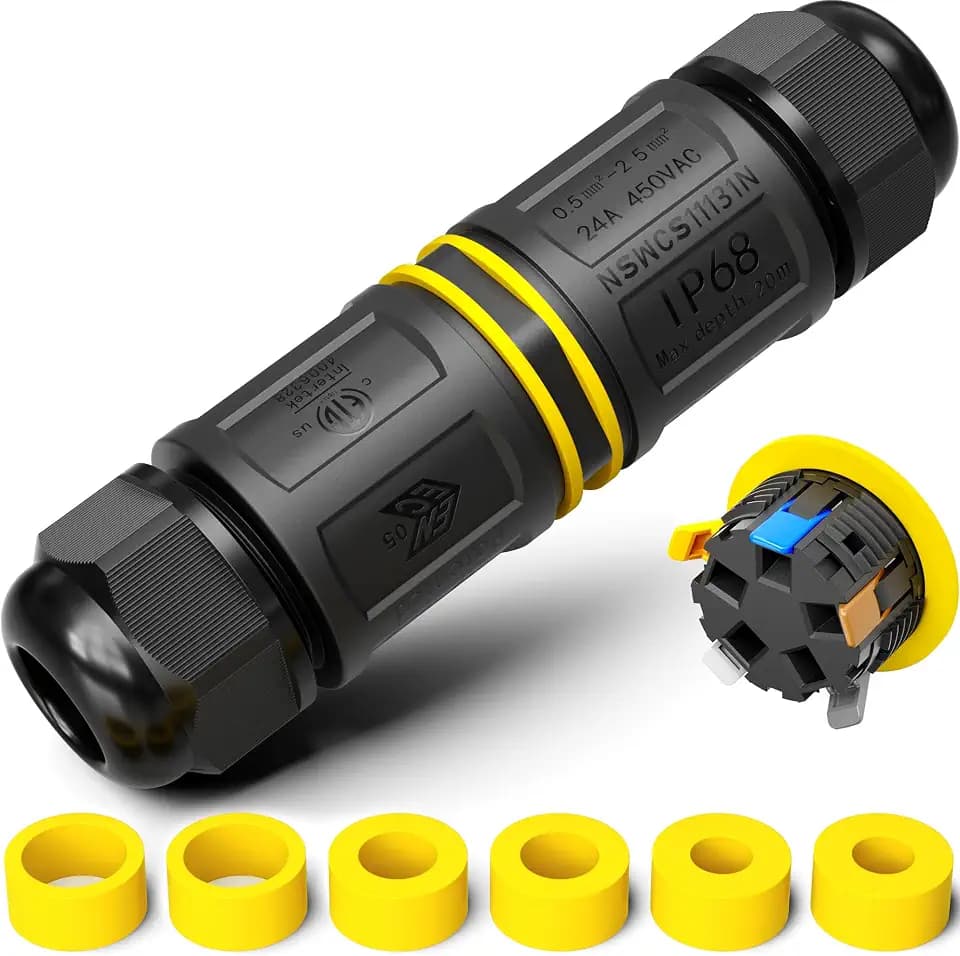 PEBA Kabelverbinder Wasserdicht 5 polig, IP68 Wasserdichte Kabelverbinder 4-14mm Kabeldurchmesser, Verteilerdose außen, 5-Leiter, Verbindungsklemme mit Hebel für Outdoor, Abzweigdose Schwarz