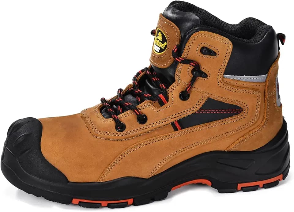 SAFETOE S3Work Schuhe Männer/Frauen Militär,M-8518 Sicherheitsschuhe Antistatisch, Wasserdicht, Atmungsaktives Leder, Bequeme Innensohle, Fiber Glass Toe Cap, Kevlar Plate