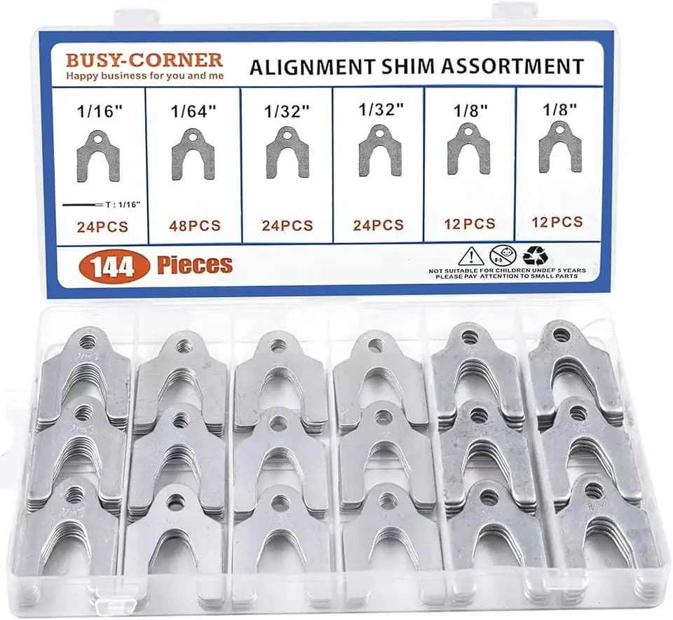 Auto Alignment Body Shims Assortment Kit 1/16" 1/64" 1/32" 1/8" (144 Pieces) BUSY-CORNER