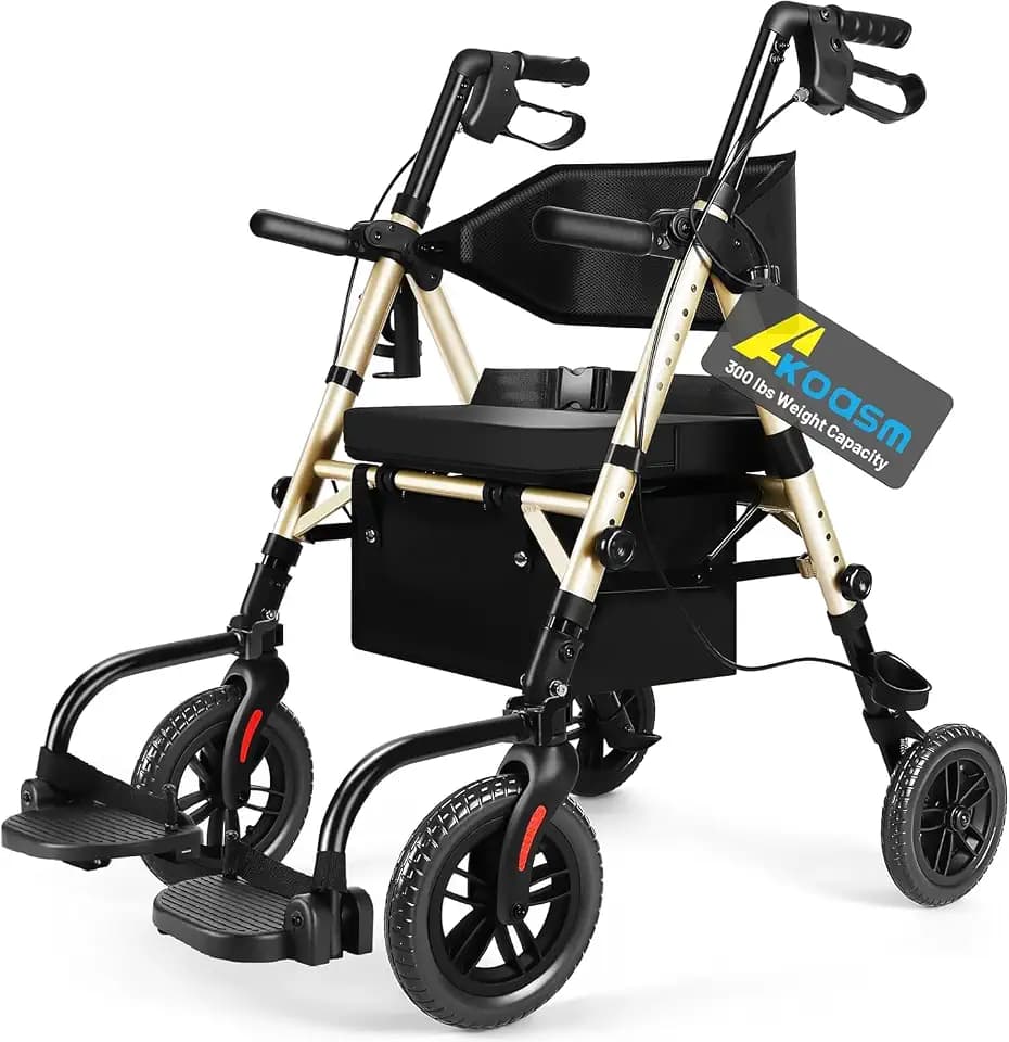 Foldable Walker for Seniors with Seat, 25lb Lightweight Rollator Wheelchair