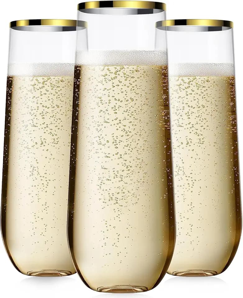 24 Pack Plastic Champagne Flutes, 9 Oz Disposable Wine Mimosa Glasses