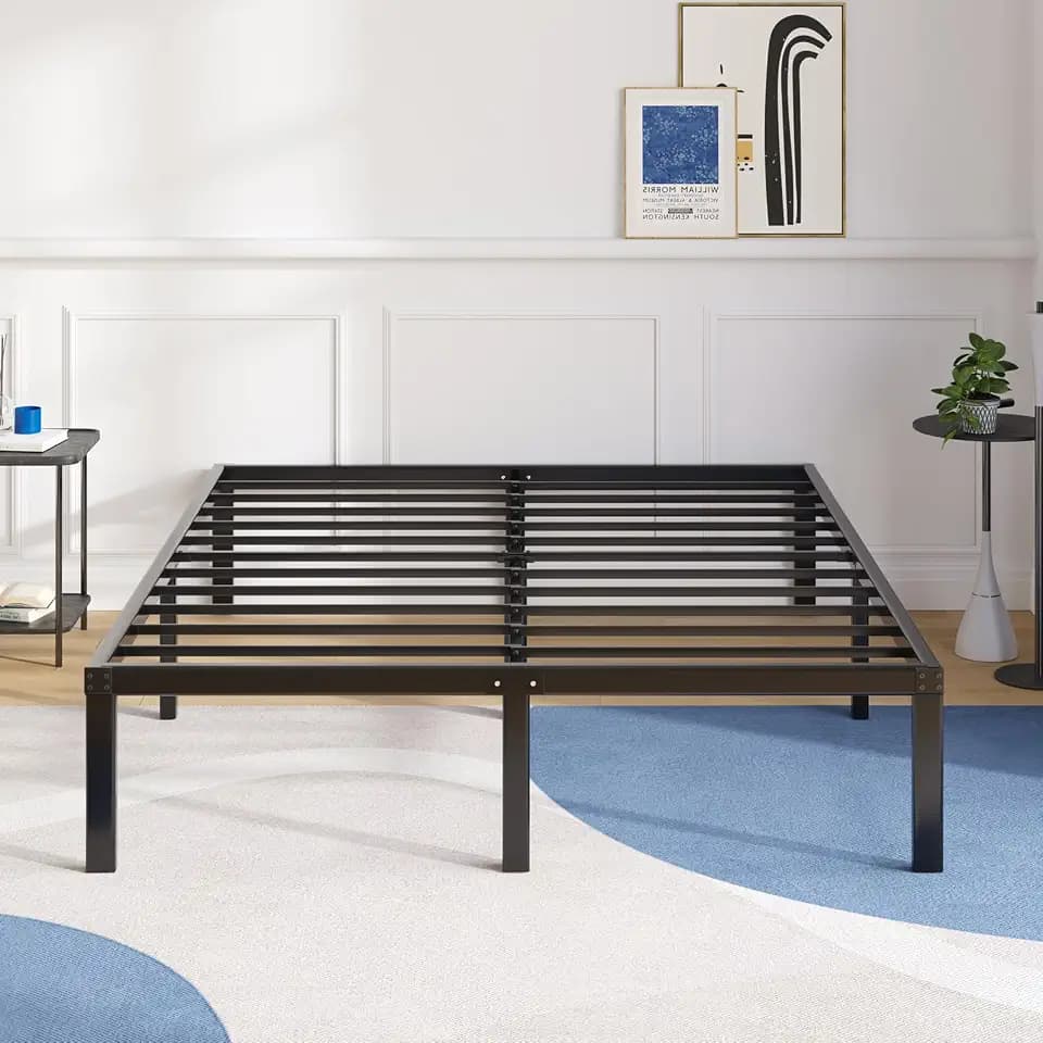 Avenco Metal Platform Bed Frame Queen Size 18 Inch – Noise Free Quiet Design, Heavy Duty Steel Support, Under Bed Storage, Easy Assembly, No Box Spring Needed