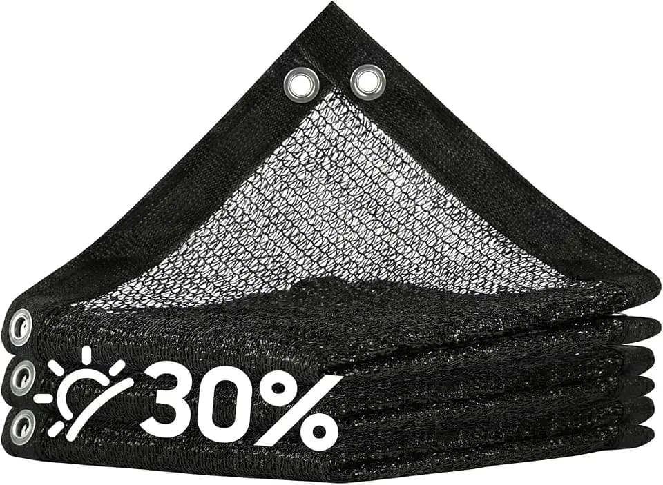 Amgo 30% Black Shade Cloth 12' x 24' Mesh Tarp with Grommets for Garden