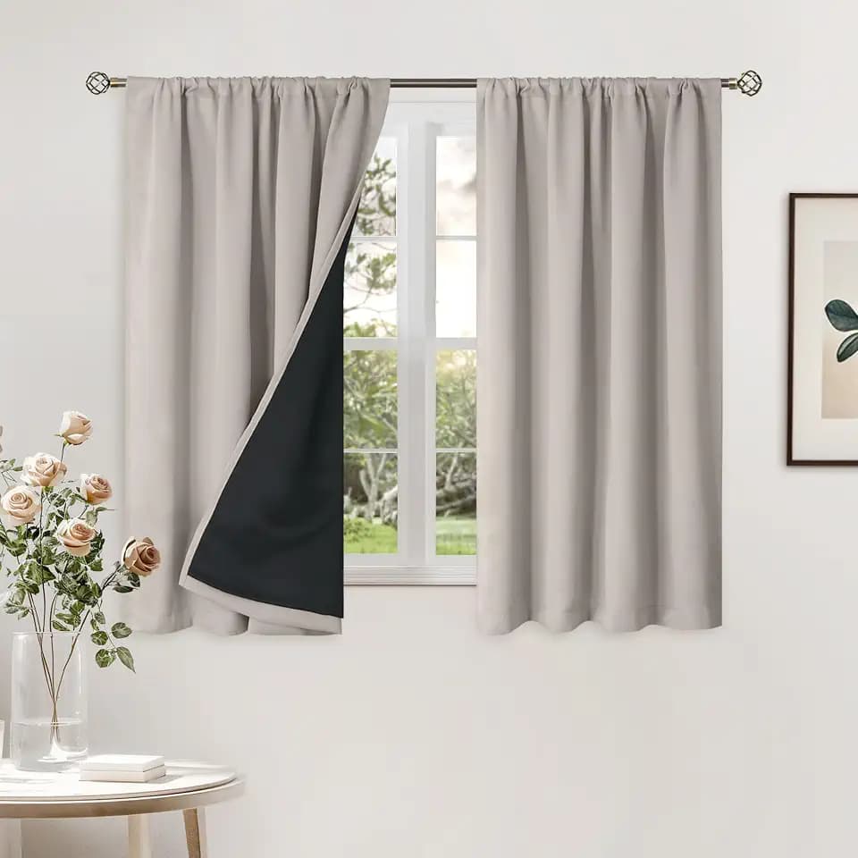 BGment Camel Blackout Curtains for Bedroom 45 Inch Length 2 Panels Set