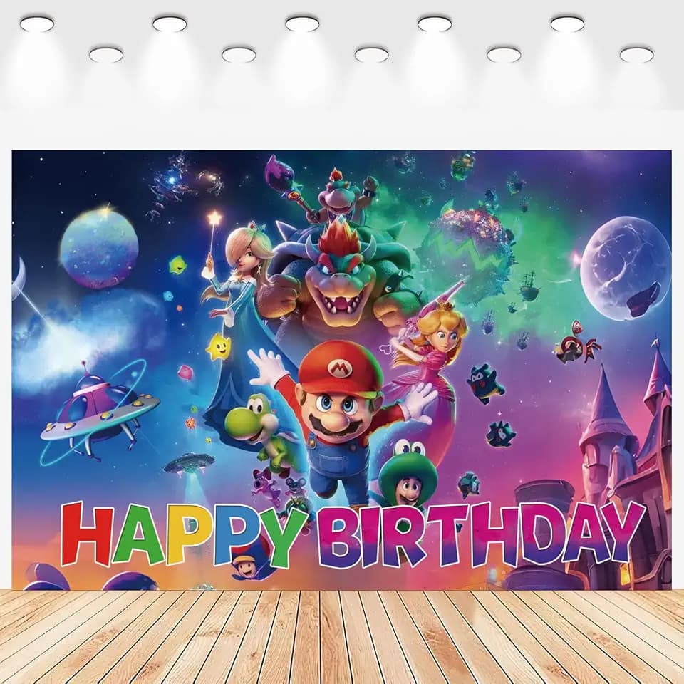 Cartoon Birthday Party Backdrop 5x3.3ft, Birthday Decorations and Party Decorations, Cartoon Photo Booth Props for Party Celebrations