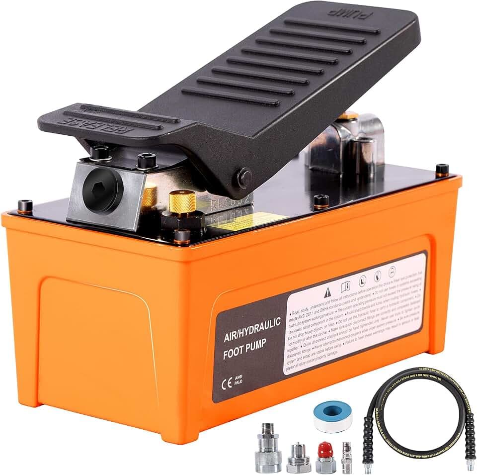 Air Hydraulic Pump, 10,000 PSI, NPT 3/8" Outlet & 1/4" Inlet, Foot Pedal Hydraulic Pumps for Hydraulic Press, Rams & Frame Machine