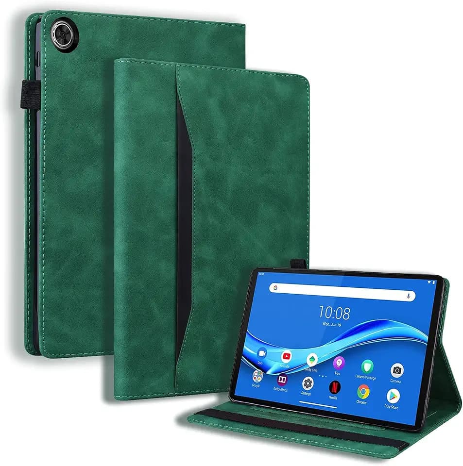 Hülle für Lenovo Tab M10 FHD Plus 10.3 Zoll 2020 TB-X606F TB-X606X PU Leder Schutzhülle mit Standfunktion und Kartensteckplatz mit Stifthalter Case für Tab M10 Plus 10.3" (2nd Gen) Grün