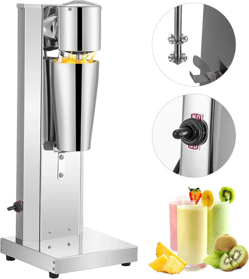 VEVOR Milkshaker Kit, Stainless Steel Electric Milkshake Maker, 180W Drink Blender, Single Head Classic Milkshaking Maker with 800ml Cup, Silver Milkshake Maker Machine, 2 Speed Adjustable