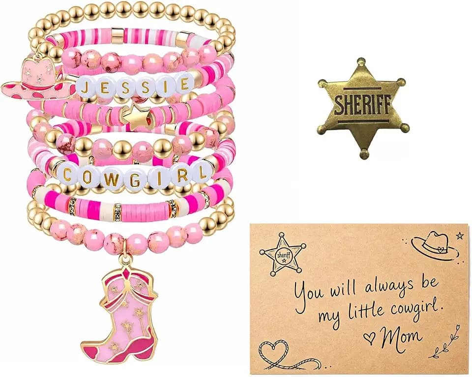 Cartoon Movie Inspired Story Jewelry Set Cowboy Hat Boots Rocket BFF Bracelets Cowboy Cop Star Scarf Sheriff Badge for Women men Halloween Cosplay