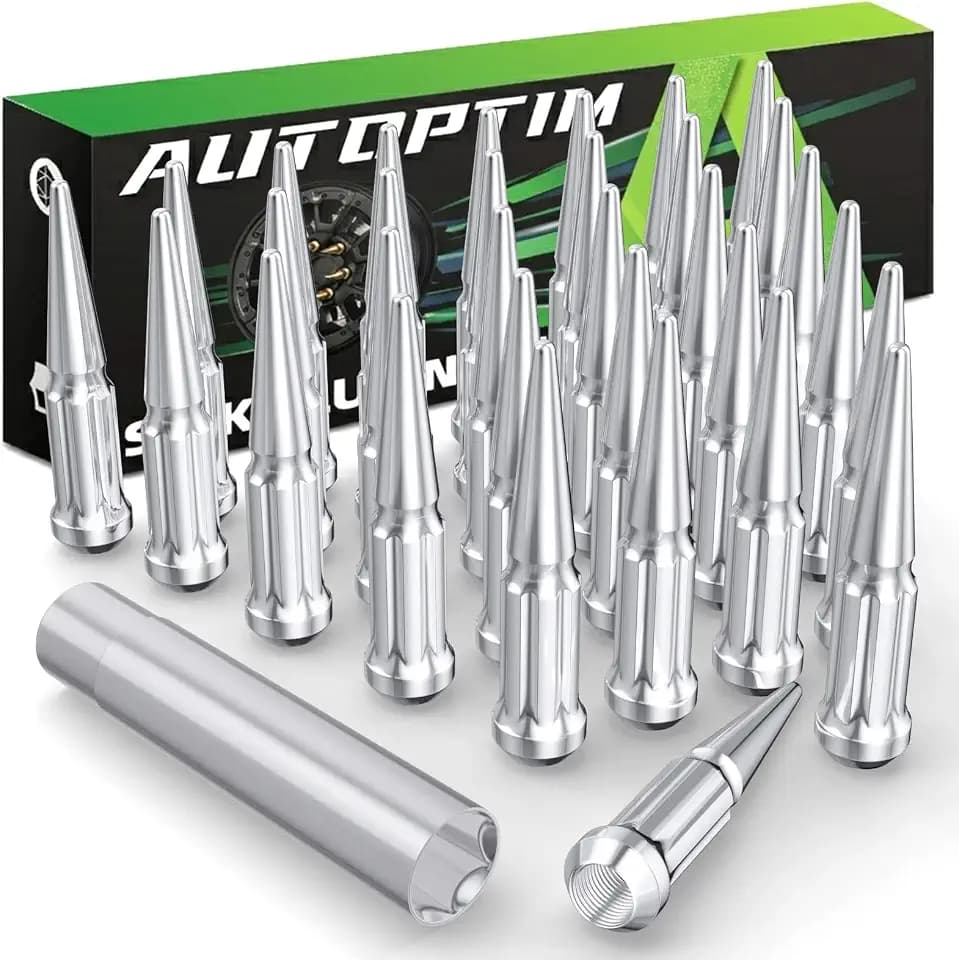 AUTOPTIM M14x1.5 Spike Lug Nuts - 32 Pcs Chrome Wheel Nuts with Socket Key