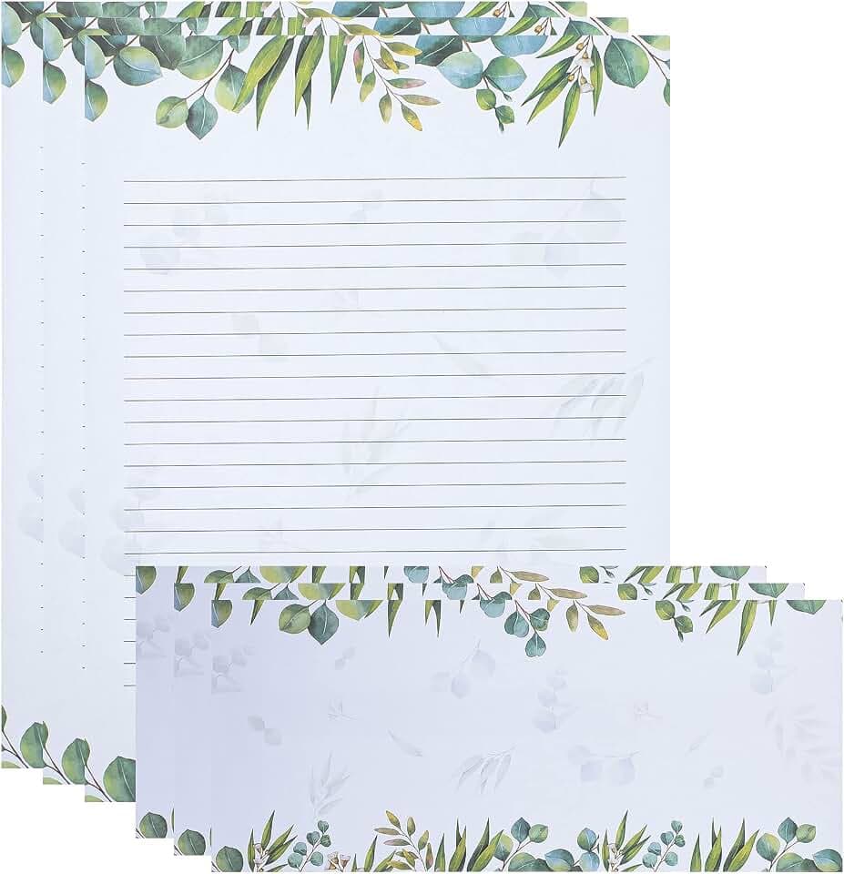 72 Pcs Leaf Theme Paper Stationery Set Letter and Envelopes Letter Paper