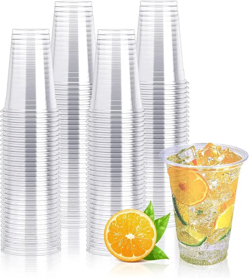 Lilymicky 200 Pack 10 oz Clear Plastic Cups, PET Disposable Drinking Cups