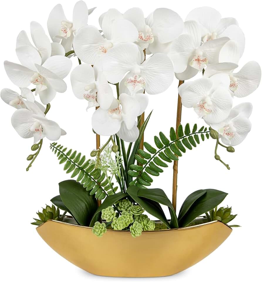 Kunstpflanze Orchideen Künstliche Deko Blumen Kunstblumen Wie Echt Mit Real-Touch Blüten im Keramiktopf Tischdeko Fensterbank Deko, Höhe 41cm