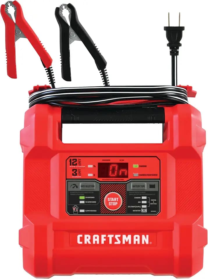 CRAFTSMAN 12A Car Battery Charger & Maintainer, 6V/12V – CMXCESM258