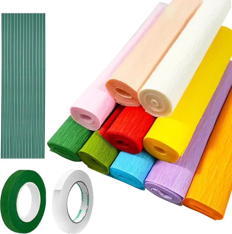 Krepppapier,10 Farben Krepppapier Bunt,25 x 250 cm Bunt Bänder Crepe Papier