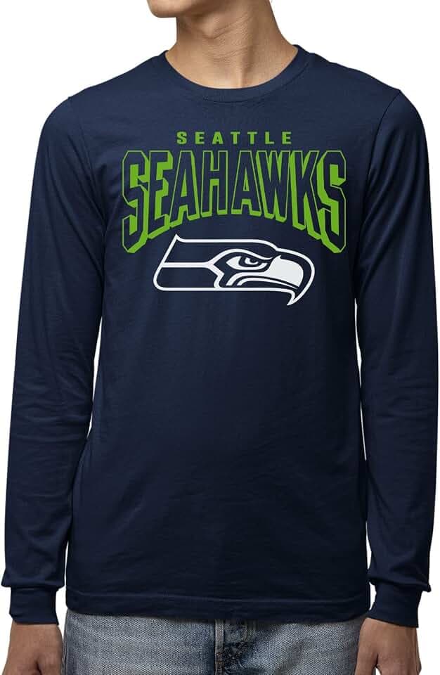 Junk Food Clothing x NFL - Unisex Adult Bold Logo - Officially Licensed Long Sleeve T-Shirt