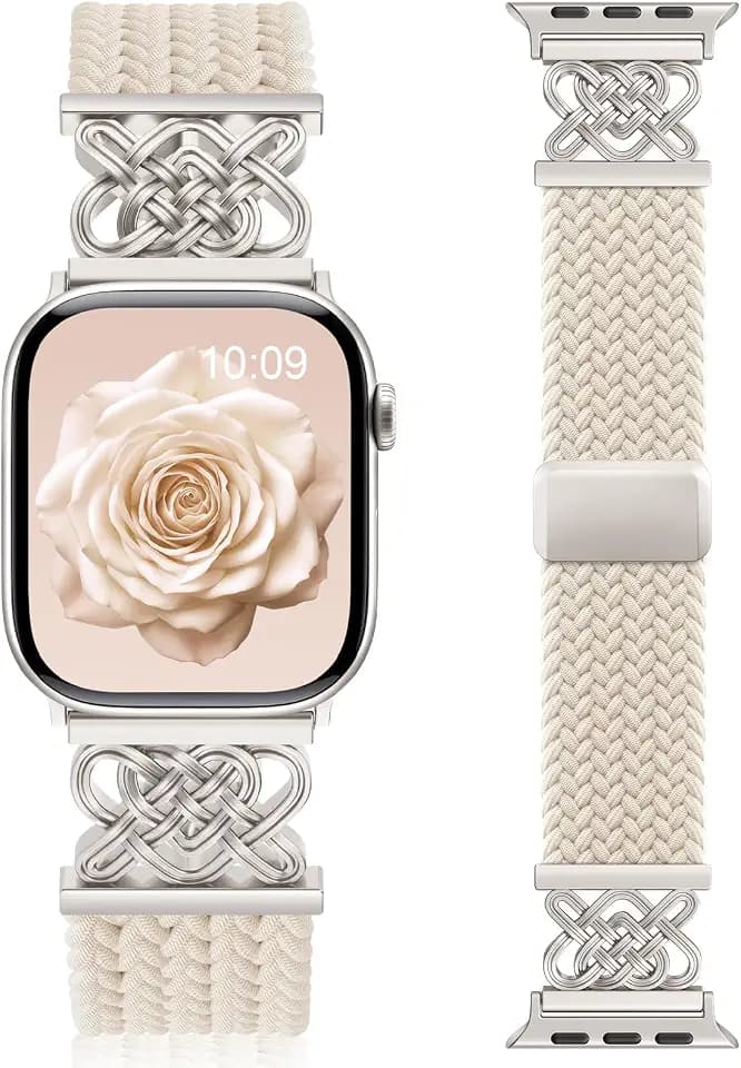Braided Stretchy Band for Apple Watch Bands for Women 38mm 40mm 41mm 42mm