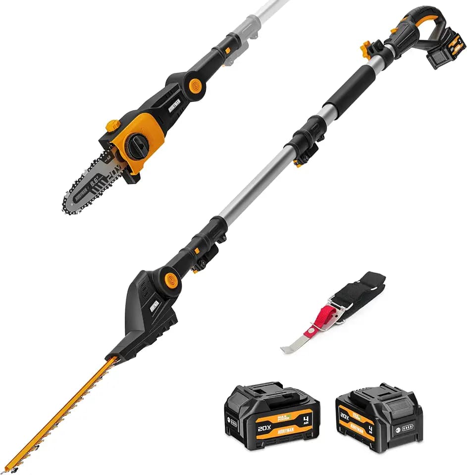 Alloyman 2-in-1 Telescopic Cordless Pole Hedge Trimmer 16'' &Pole Saw 8.6''