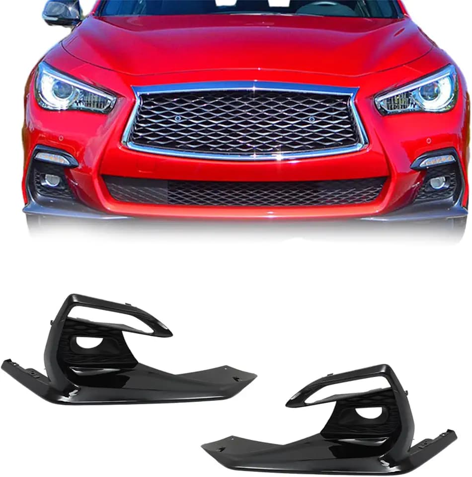 Silscvtt 1 Pair Fog Light Lamp Bezels Cover Assembly Replacement for Infiniti Q50 Sport 2018-2020 Left and Right Side 622566HJ0A