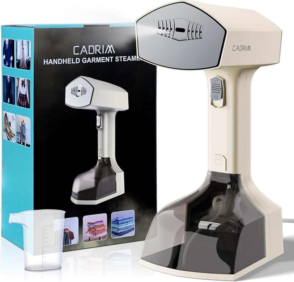 Cadrim Steamer Dampfglätter, 1800W Powerful 2 In 1 Steamer & Iron, 350ml Tragbarer Dampfbügeleisen, Dampfleistung 45g/min, 3 Dampfstufen, Reise Steamer für Zuhause, Büro (Cremefarben)