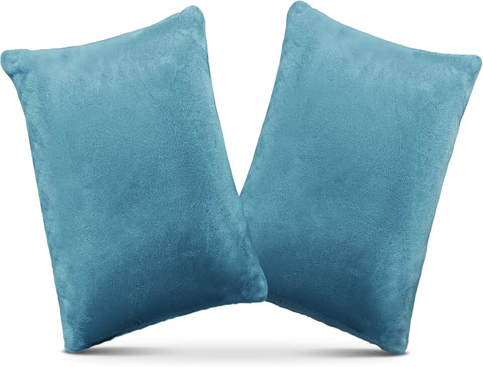 1 MIDDLE ONE 2 Pack Small Pillow, Memory Foam Mini Pillow 11 X 7 Inches for Travel, Sleeping, Nap and Neck, Knee, Lumbar Support, Tiny Cushion for Pet, Dogs (Lake Blue)