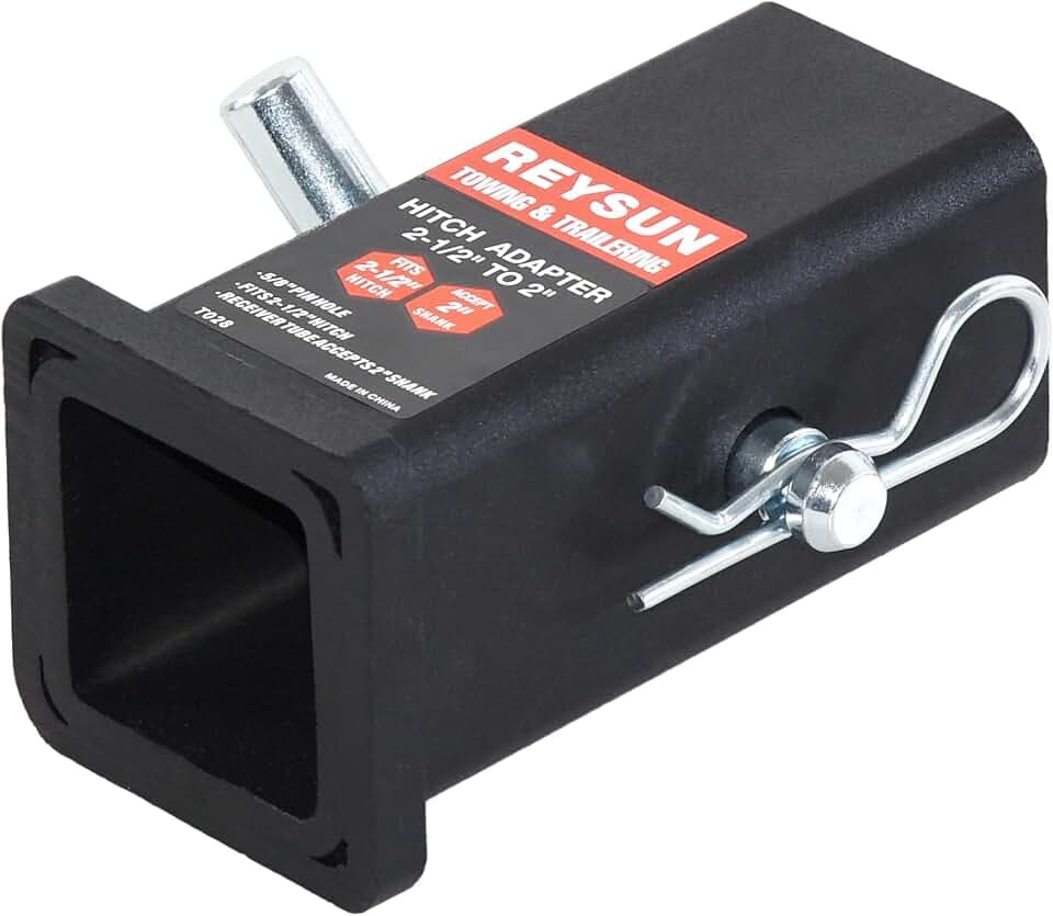 Trailer Hitch Adapter - 2.5 to 2 Inch, with Hitch Pin and Clip