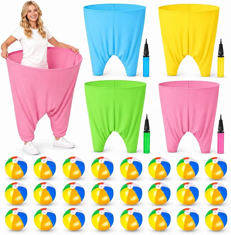 Granny Pants Yard Game,Giant Pants Outdoor Game,Oversized Pants Tossing Game with 24 Bouncy Balls and 4 Pumps Backyard & Outdoor Group Games for Family & Friends Gatherings