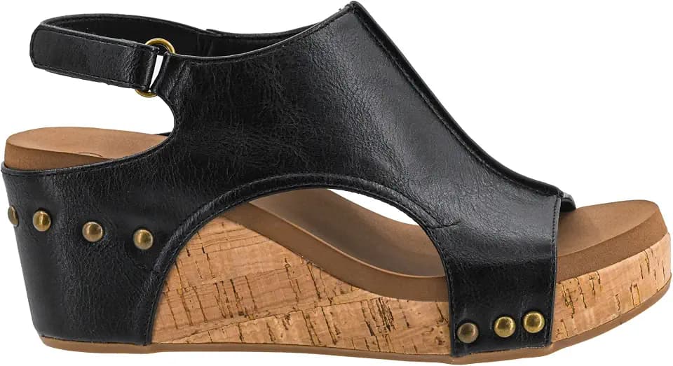 Corkys Footwear Womens Carley Wedges, Featuring Corkys EVA Foam Cushioned Insoles, A 2.5 Inch Heel, Lightweight For All Day Wear, And Hook And Loop Closure