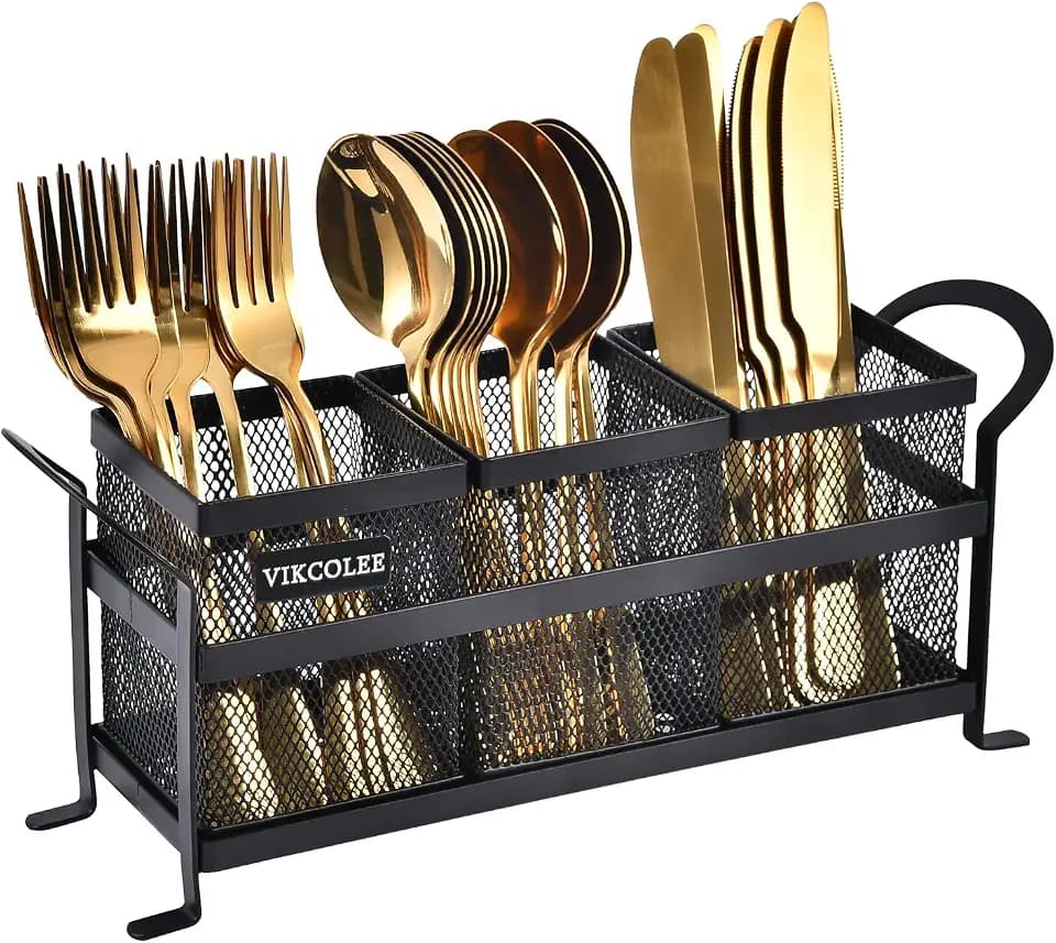 Besteck, Küchenutensilien und Besteck, Organizer für Gabeln, Löffel, perfekt für Küchenarbeitsplatte, Schwarz