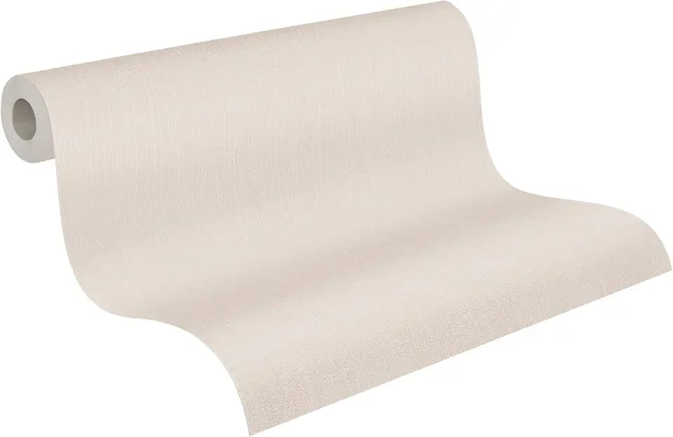 A.S. Création Vliestapete 10,05 m x 0,53 m - glänzende Strukturtapete Beige - einfarbige Tapete im Metallic Look Made in Germany - 937905