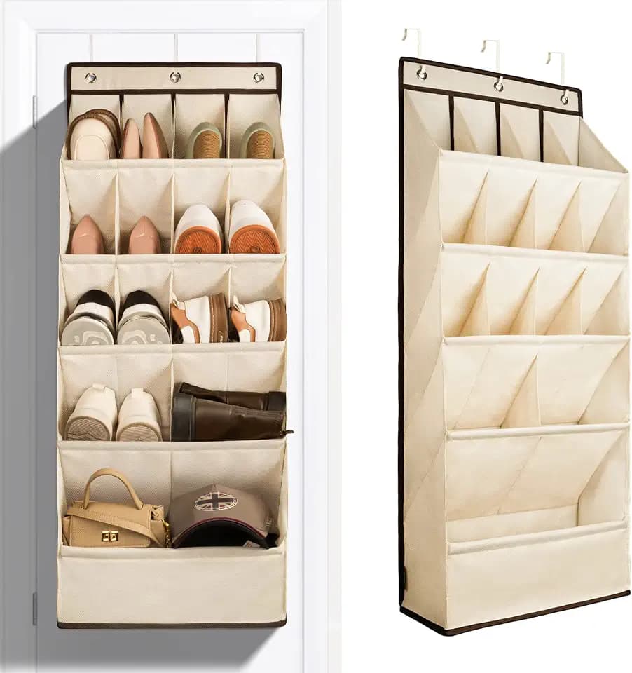 1 Pack Over the Door Shoe Organizers, Hanging Organizers with Large Pockets