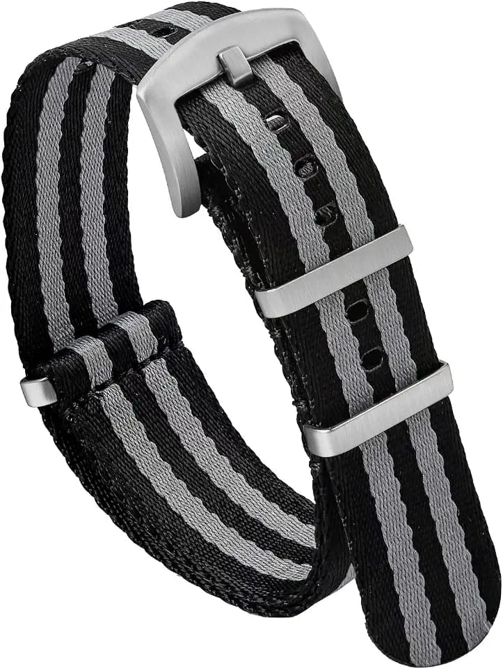 watchdives Nylon Watch Band 18mm 20mm 22mm Multicolor Replacement Watch Straps for Men Women (Black Gray, 20mm)
