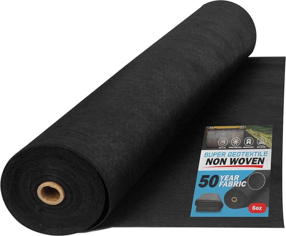 Super Geotextile 4, 6, 8 oz Non Woven Fabric for Landscaping, French Drains, Underlayment, Erosion Control, Construction Projects - 6 oz (4X50)