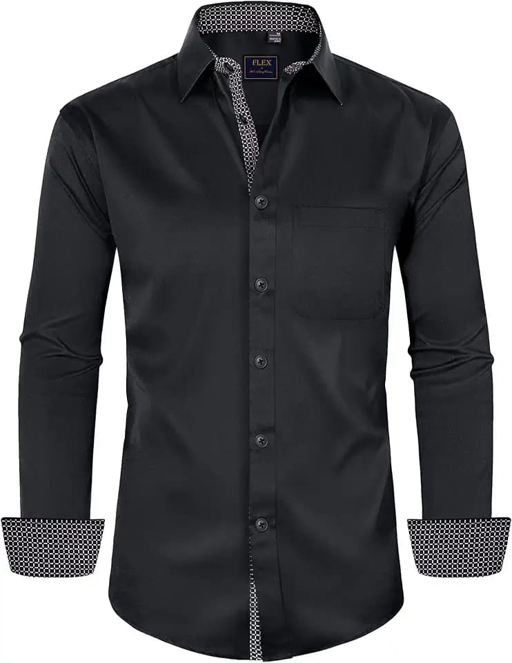 siliteelon Hemd Herren Langarm Regular Fit Businesshemd Freizeit Kontrast Stretch Anzughemd mit Tasche