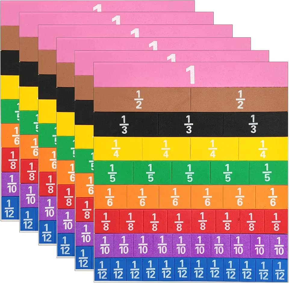Plastic Rainbow Fraction Tiles, Rainbow Montessori Math Materials, Fraction Set for Math Classroom Fractions Manipulatives Math Manipulatives for Home School Supplies