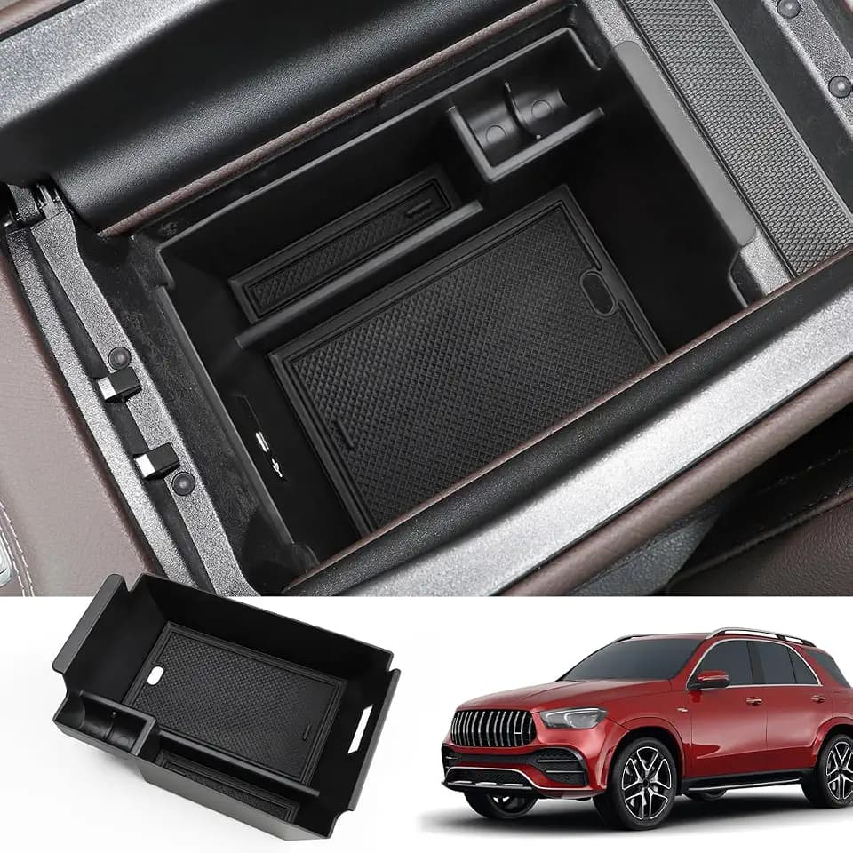 MARCHFA Center Console Organizer Compatible for 2020-2023 2024 2025 2026 Benz GLE 350 450 W167 53 AMG Accessories Armrest Tray Organizer Insert Storage Box for GLS 450 2020 2021 2022 (Black)