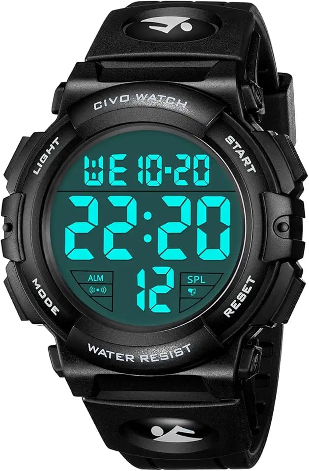 CIVO Herrenuhr Digital Sport Outdoor: Leicht Lesen Große Zifferblatt Militär 50M Wasserdicht - Tactical LCD Digital Armbanduhr Mit Wecker/Kalender/Stoppuhr