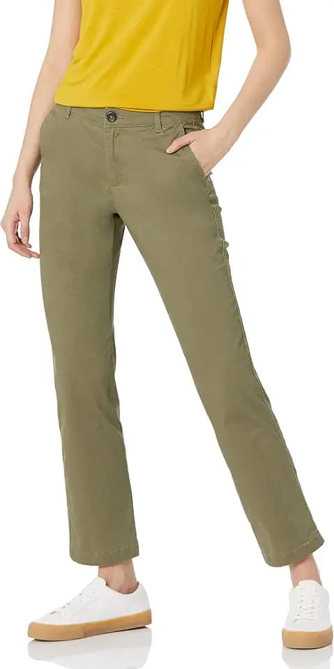 Amazon Essentials Damen Schmal geschnittene Chinohose aus Stretch-Twill mit geradem Bein
