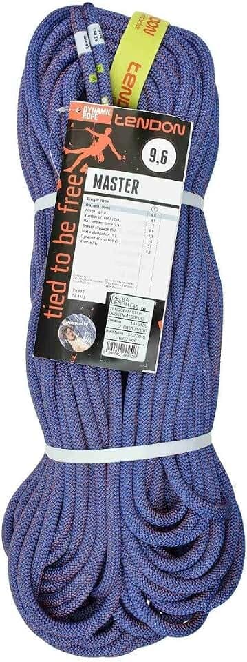 Kong. Tendon Dynamic Master 9.6, dynamisches Einzelseil, sportliches Klettern und Bergsteigen, leicht und widerstandsfähig, Durchmesser 9,6 mm, EN 892, Farben rot/blau, Gewicht 61 g/m. 80 m.